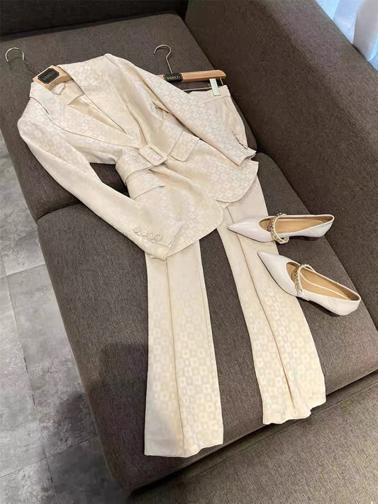 VANLU limited edition!  CHAO Surprise ~ Plaid Love Print Acetate Slim Long Sleeve Suit + Wide Leg Pants Suit. 1722
