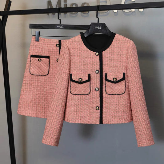 Miss DG Small Fragrance Suit Women's 2022 Autumn Temperament Qianjin Short Jacket Slim A-line Skirt Two-piece Set 1705
