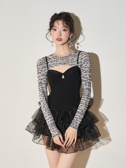 Jinzhu Swimsuit Women's 2023 New Explosive Style One-Piece Two-Piece Slim Cover Belly Sexy Small Chest Gathered Hot Spring Swimsuit