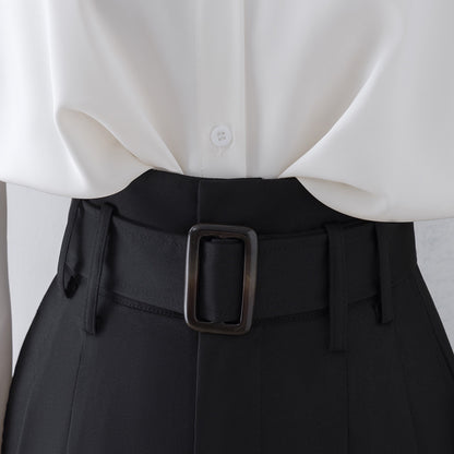 Black wide-leg mopping trousers women's spring and autumn high-waist drape small man 2023 new casual straight-leg suit trousers