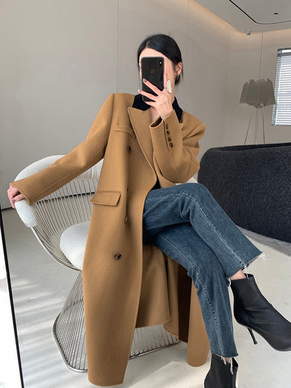 Guoge customized camel double-sided wool coat women's 2022 autumn and winter new high-end double-breasted woolen coat