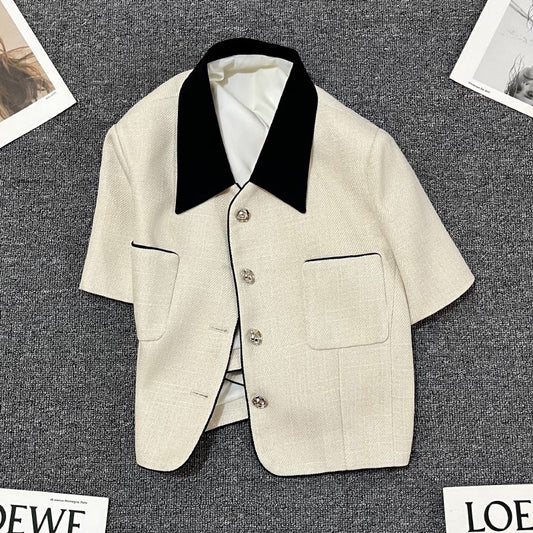Off-white small fragrance suit jacket women's 2023 summer new high-end temperament Korean style fried street suit trend