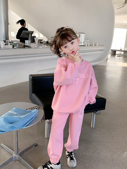 Girls' sports suit 2023 spring new children's Korean version casual loose sweater baby spring and autumn two-piece set