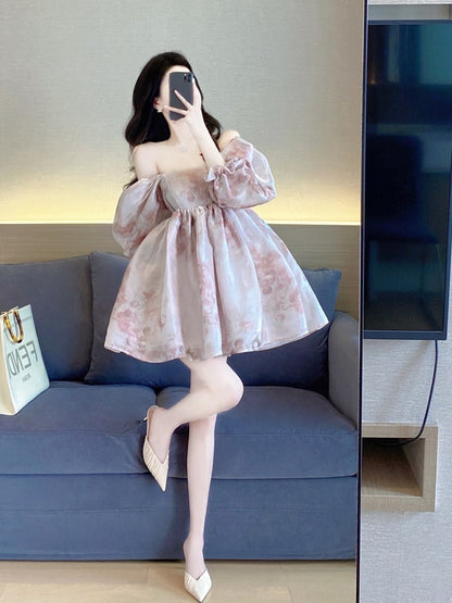 Sweet princess wind tutu skirt 2022 new temperament French retro niche waist a-line skirt dress female summer 2032