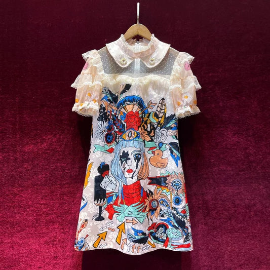 French light luxury ladies fried street dress summer temperament retro palace style print slim skirt 2022 new