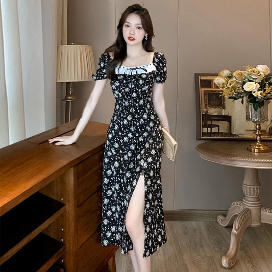 Tea break French floral dress women's summer 2023 summer new seaside vacation celebrity temperament thin skirt