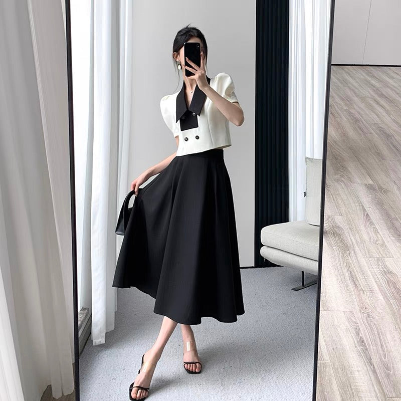 FT GUOGE small fragrance suit female 2022 summer new high-end French retro fashion skirt two-piece set