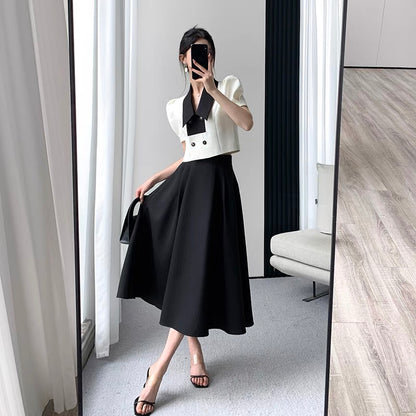FT GUOGE small fragrance suit female 2022 summer new high-end French retro fashion skirt two-piece set