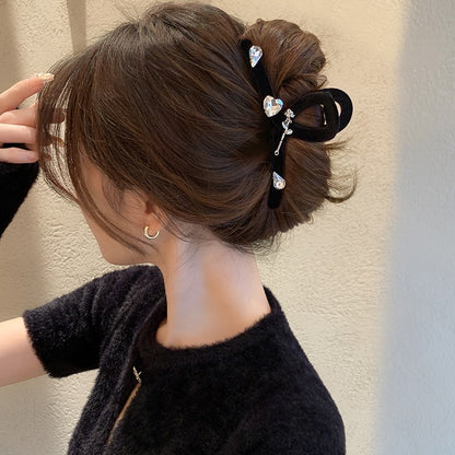 Lazy Weekend ~ Autumn and Winter Flocking Flashing Diamond Large Hair Accessories Barrette Female Back of the Head Shark Clip Clip Headwear