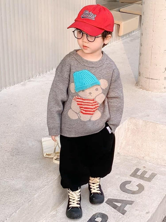 Boys sweater 2022 new autumn and winter clothing children's bottoming shirt red boy baby thickening foreign style winter sweater