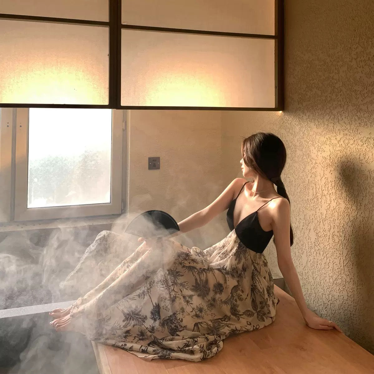 Middletone | Landscape Skirt~ Cool V-neck backless dress ink new Chinese style suspender dress for women