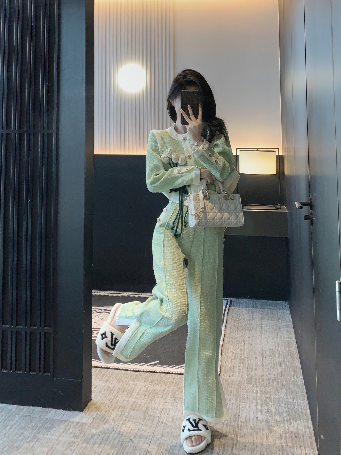MUEL Xiaoxiangfeng suit women's winter clothes 2022 new fashion celebrity temperament high-end wide-leg pants two-piece set