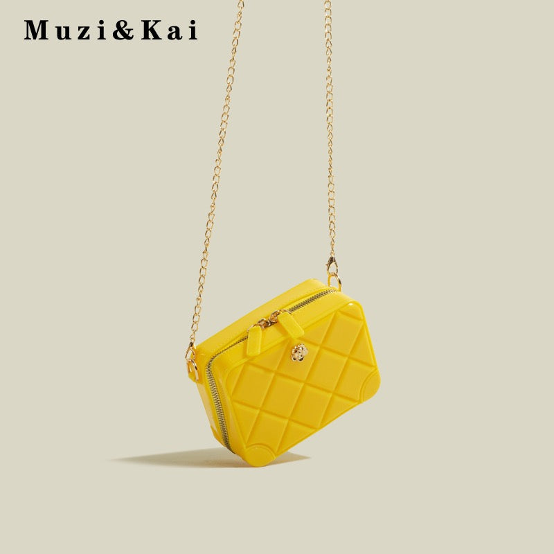 MuziKai genuine high-grade texture jelly small bag women 2022 new trendy all-match Messenger chain small square bag