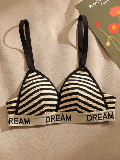 Spice Girls Sexy Triangle Cup Underwear Female Small Chest Gathered Comfortable Anti-Sagging Thin Section Letter Sling Sports Bra