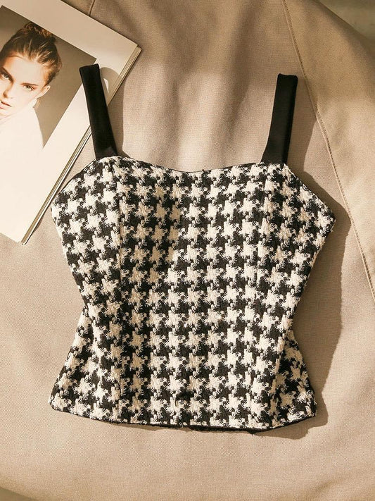 Tube top plaid camisole women's suit with sexy thickened chest pad design bottoming sleeveless top
