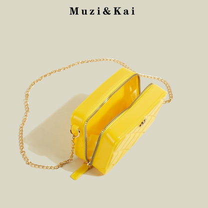 MuziKai genuine high-grade texture jelly small bag women 2022 new trendy all-match Messenger chain small square bag