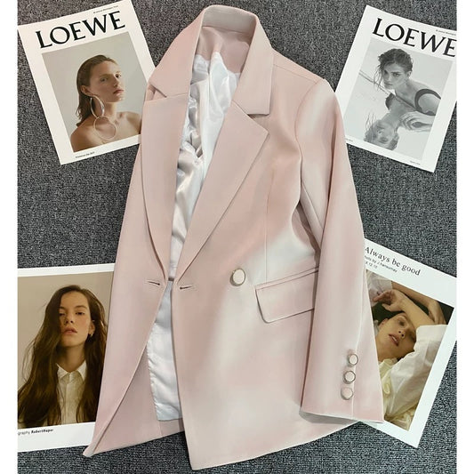 Autumn suit jacket women's 2022 new fashion temperament single-breasted thin high-end light pink small suit 1751