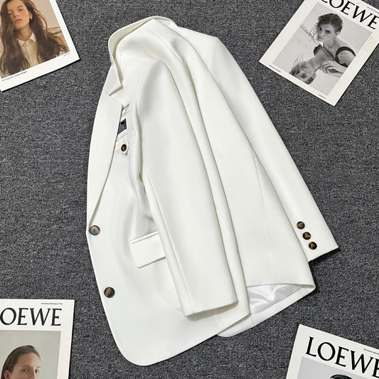 Spring 2023 new white suit jacket women's design sense college style age reduction all-match small suit trend