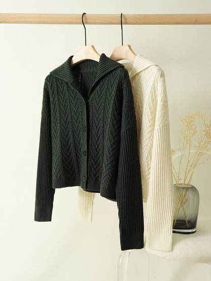 の[ZWI566818VG] Xiaohange lazy retro style wool cashmere lapel cardigan short coat