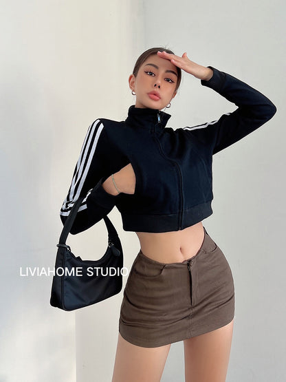 liviahome hot girl ins super short skirt with safety pants high waist tight bag hip skirt female A word skirt