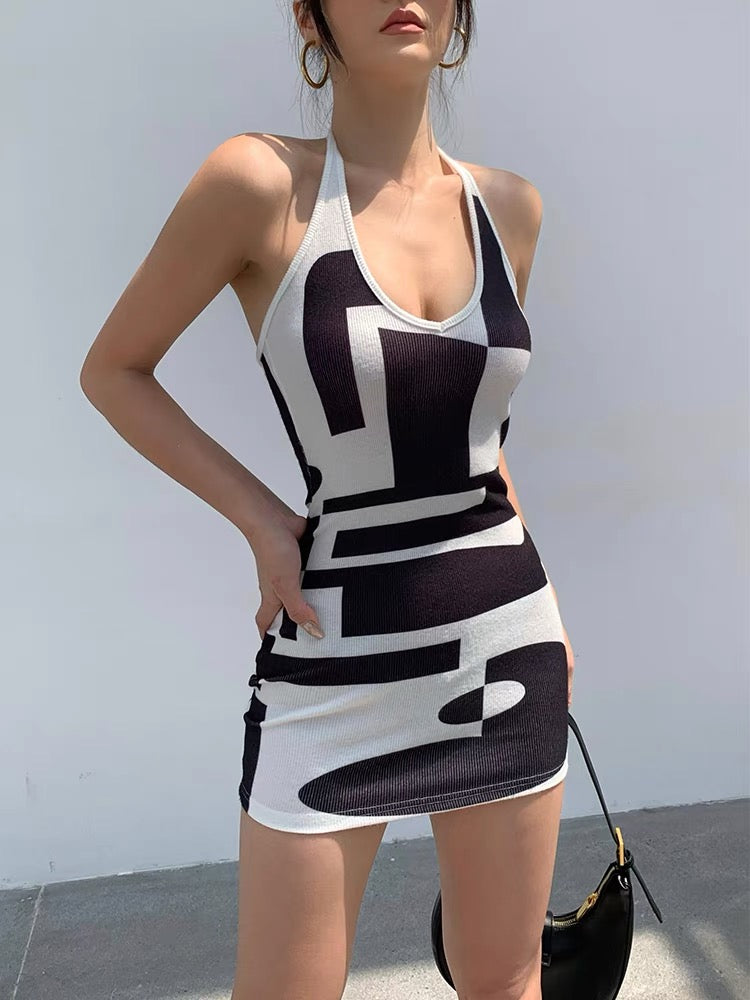 Jingye sexy halter neck suspender dress summer women's high-end temperament waist slim slimming hip skirt