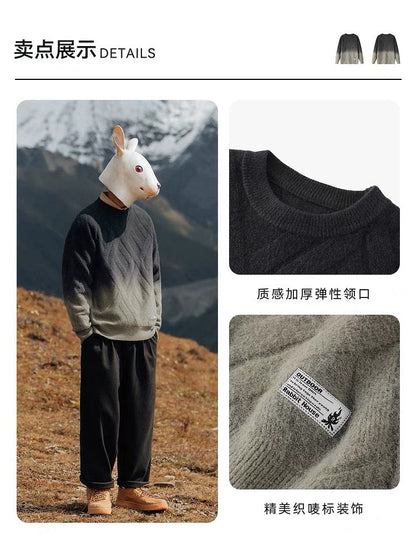 Youth sweater men's warm plus velvet thickened autumn and winter new Korean version of the trend half-high collar mink velvet sweater
