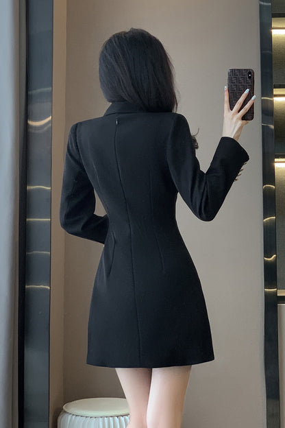 French Hepburn style black suit skirt female 2022 autumn and winter new high-quality small slim slim dress