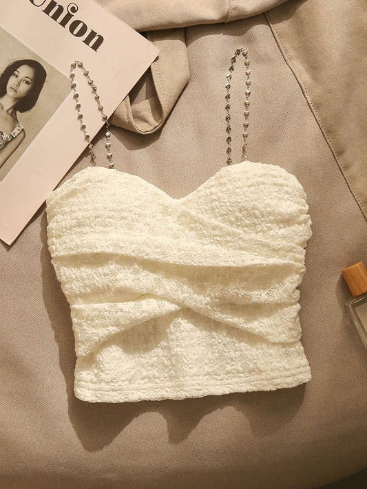 White tube top cross sling female inner wear pure desire sexy hot girl design sense vest short sleeveless top outerwear