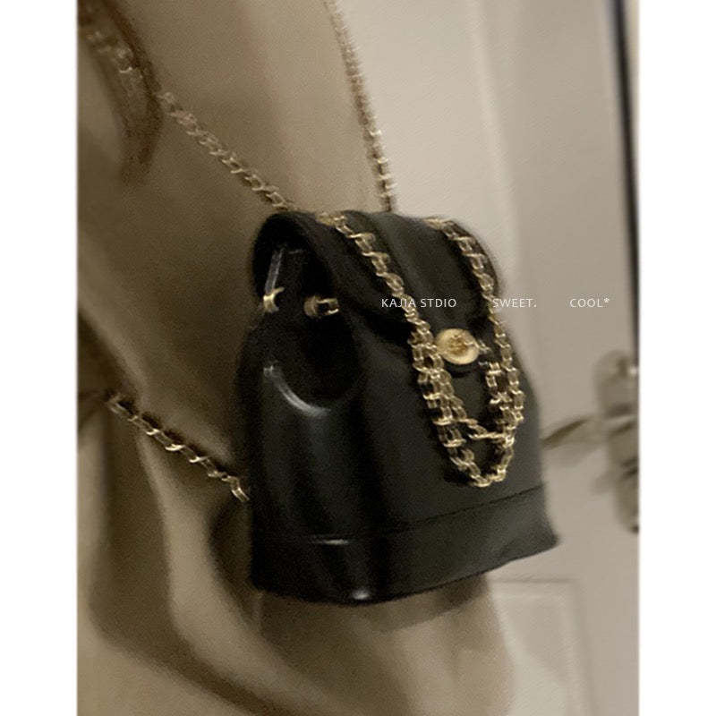 Oily wax leather shoulder bag women 2023 new trendy Korean chain backpack small fragrance style all-match portable shoulder bag