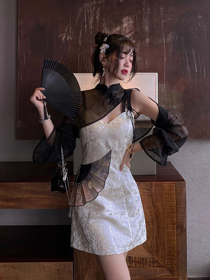 JZ Craftsman "Improved National Style Cheongsam" Dress 2022 Summer New Original Women's Sweet Suspender Skirt 1314
