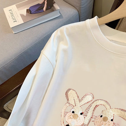 White rabbit t-shirt women's short-sleeved summer loose large version of pure cotton age-reducing and thin this year's popular half-sleeved top ins