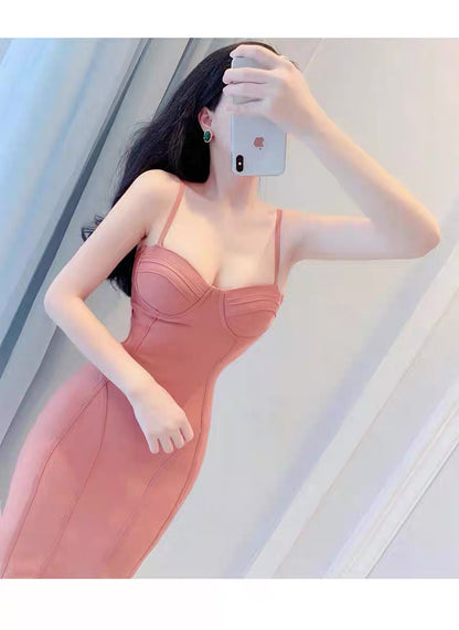 Bean Paste Red Sexy Temperament Slim Sling Dress