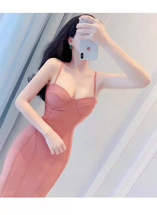 Bean Paste Red Sexy Temperament Slim Sling Dress