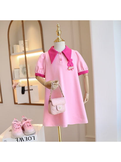 Girls' dress summer dress 2023 fashionable new product little girl polo skirt children's foreign style bowknot princess skirt