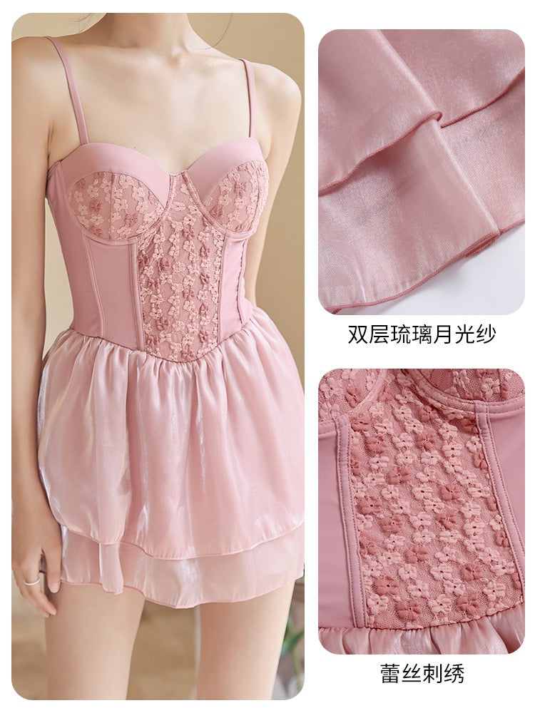 Yimeishan one-piece swimsuit women's new 2022 high-end sexy princess skirt hot spring swimsuit net red wind fairy