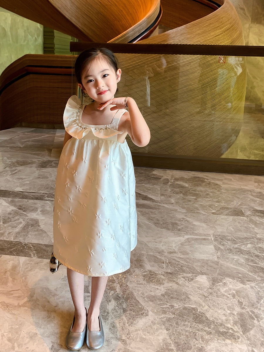 Original girl's small flying sleeve suspender skirt 2023 summer vest skirt children's high-end suspender girl dress