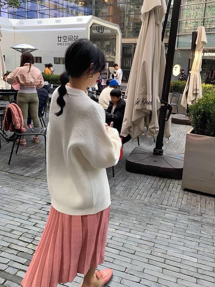 Luoluoxuanjie skirt women's autumn and winter 2021 new Korean version of the pink pleated skirt slim fit slim all-match A-line skirt