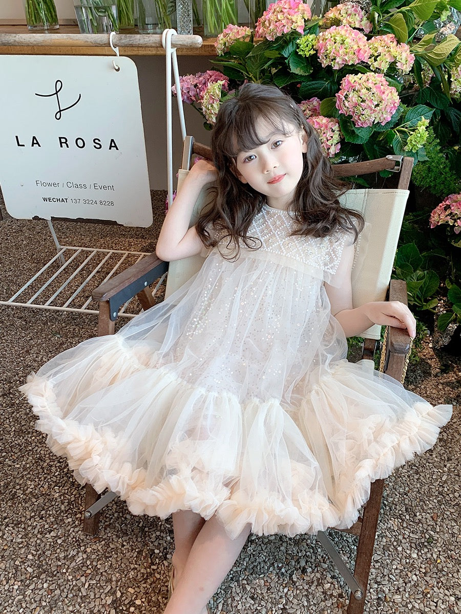 Girls' dress 2023 new summer dress children's Korean version casual pearl skirt princess dress baby summer sweet
