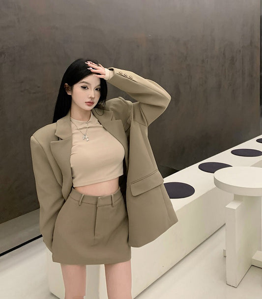 Korean style casual suit jacket women's spring 2023 new high-end temperament loose mid-length suit jacket