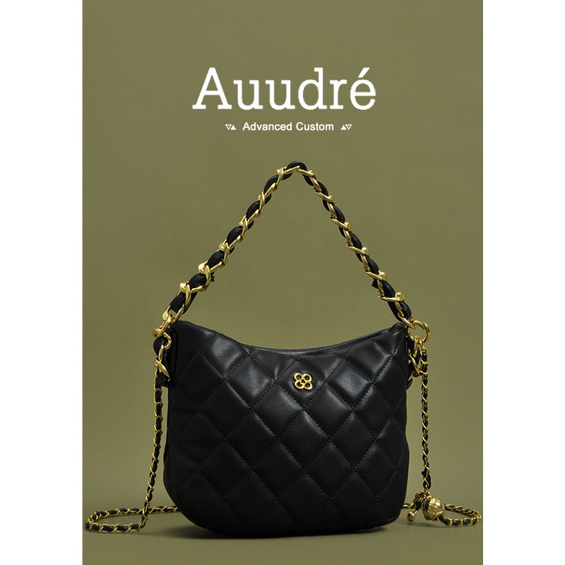 Auudre French niche handbag high-end rhombus chain Messenger bag female 2023 new commuter shoulder bag