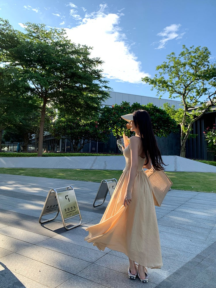 Doudoujiang chic [fascinating all living beings] sexy suspender dress autumn fashion slim sleeveless princess dress