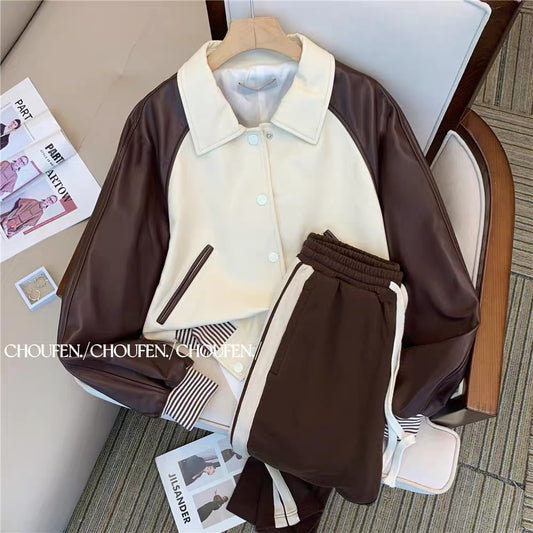 MUEL original small fragrance casual suit 2022 early autumn new women's high-end sports wide-leg pants two-piece set 1790