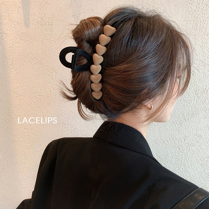 Ulterior motives ~ love velvet clip autumn and winter women's 2022 new large hair clip high-end Internet celebrity shark clip