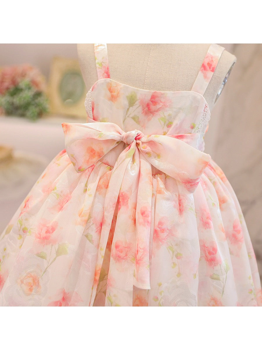 Girls dress summer dress 2023 summer new children's Korean style foreign style short-sleeved princess dress little girl mesh skirt