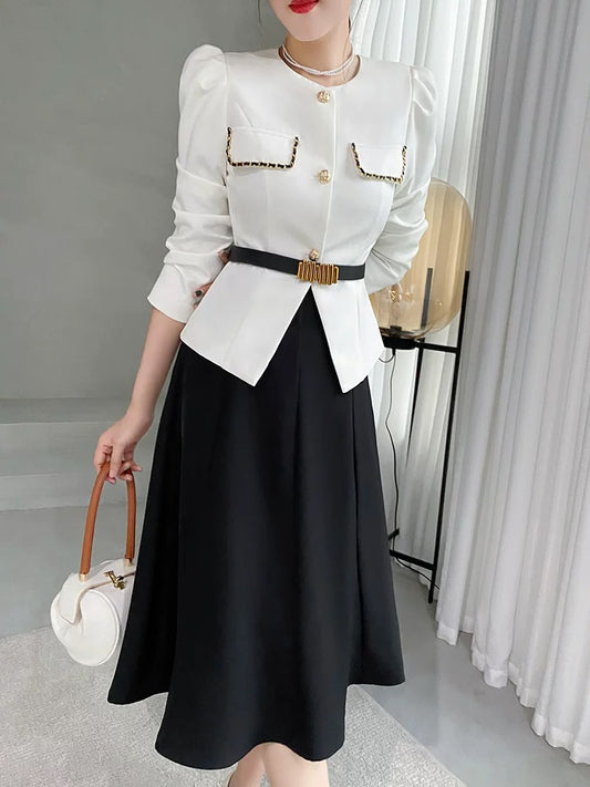 Autumn clothing aura is strong and capable, temperament, women's clothing, high-definition light luxury, professional celebrity, Xiaoxiangfeng coat, two-piece suit skirt 1802