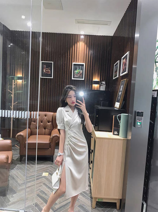 Guoguo's suit dress women's summer 2022 new high-end sense slit waist and thin design suit skirt 49