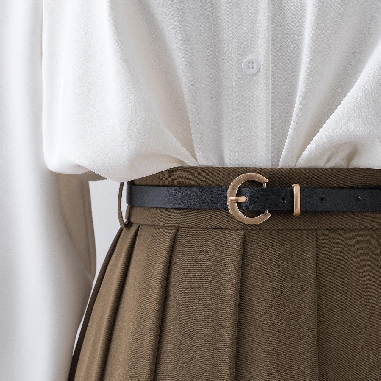 Khaki pleated skirt 2022 autumn and winter new high waist a-line skirt women's spring and autumn mid-length skirt skirt