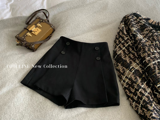 COOLLINE Lin Zixi all-match high waist black suit shorts women's fashionable small straight casual pants