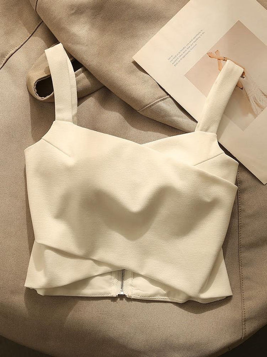 French-style chic cross suspenders small vest women's summer inner wear design sense outer wear pure desire sexy short tube top top