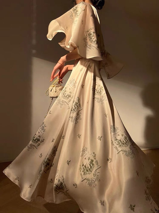 Aconiconi｜ Toussaint Back Garden French tea break high-end design and niche temperament mid-length dress